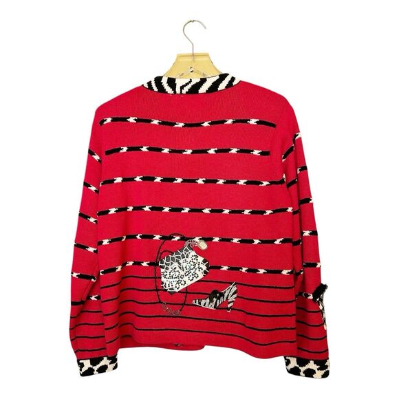 Janes Closet VTG Red Ramie Cardigan Shoes Handbags Gloves Zebra Print Sz M - Picture 7 of 7